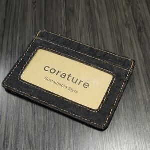 Corature Slim Cork Black Card Holder & Wallet With Contrast Stitching